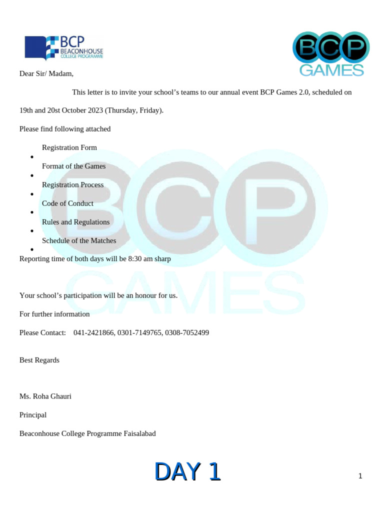 BCP Games Final Invite | PDF | Referee | Games Of Physical Skill