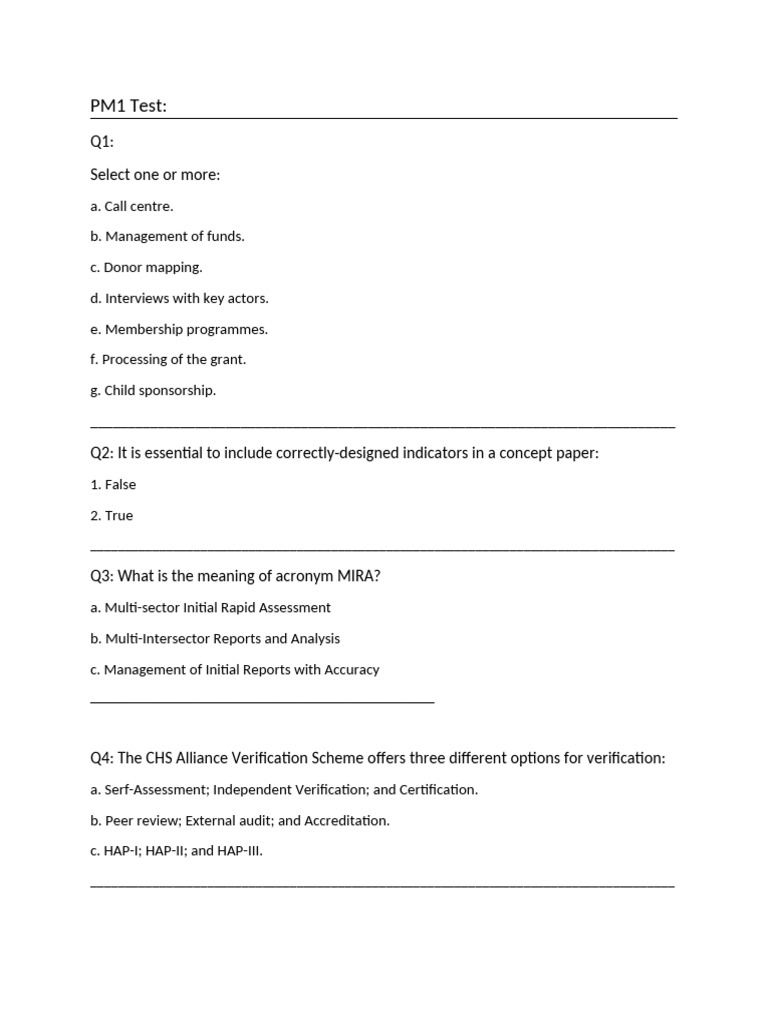 Pm1 Test Pdf Fundraising