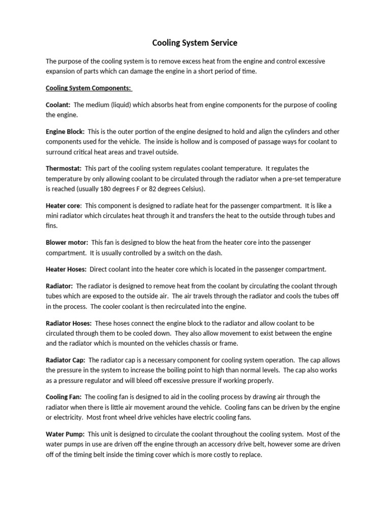 Essential Cooling System Components Guide | PDF | Radiator | Thermodynamics