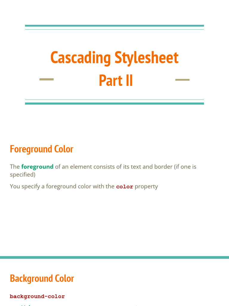 Introduction To Cascading Stylesheet Part II | PDF | Html