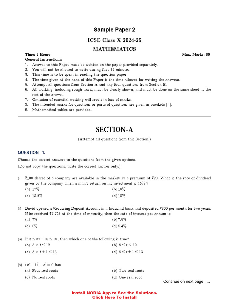 Sample Paper | PDF | Cartesian Coordinate System