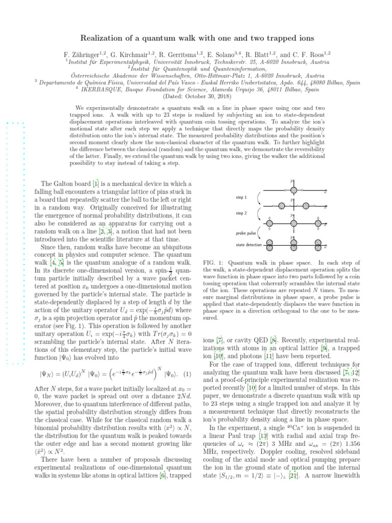 Quantum Walks with Trapped Ions | PDF | Waves | Quantum Mechanics
