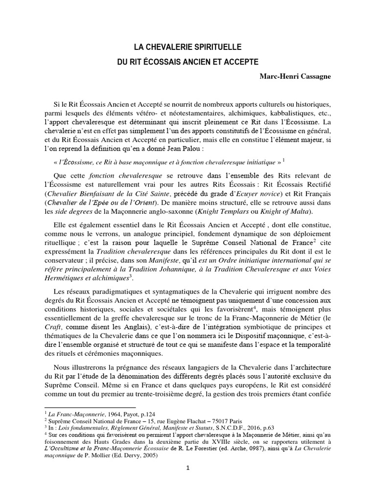 Chevalerie dans le Rit Écossais Ancien | PDF | Chevalerie | Franc ...