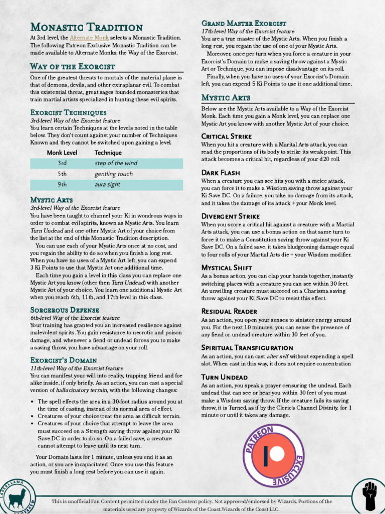 Monk (Alternate) - Way of The Exorcist | PDF | Copyright | License