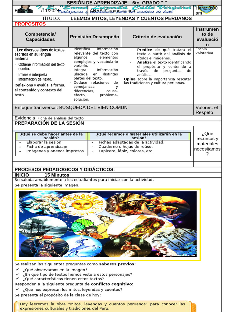 Mitos y Leyendas para Primaria | PDF | Aprendizaje | Perú