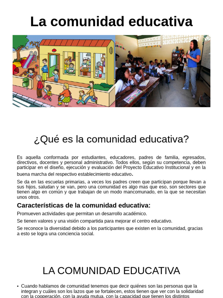 La Comunidad Educativa | PDF | Comunidad | Enseñando