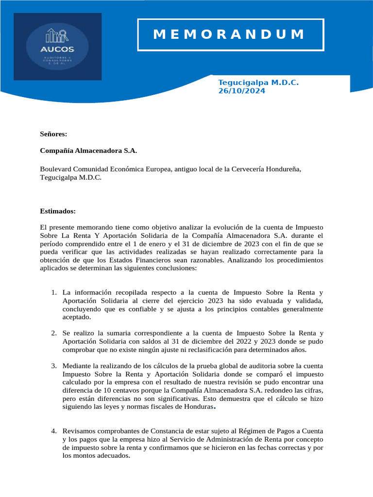 Memorandum Del ISR | PDF | Impuesto sobre la renta | Impuestos