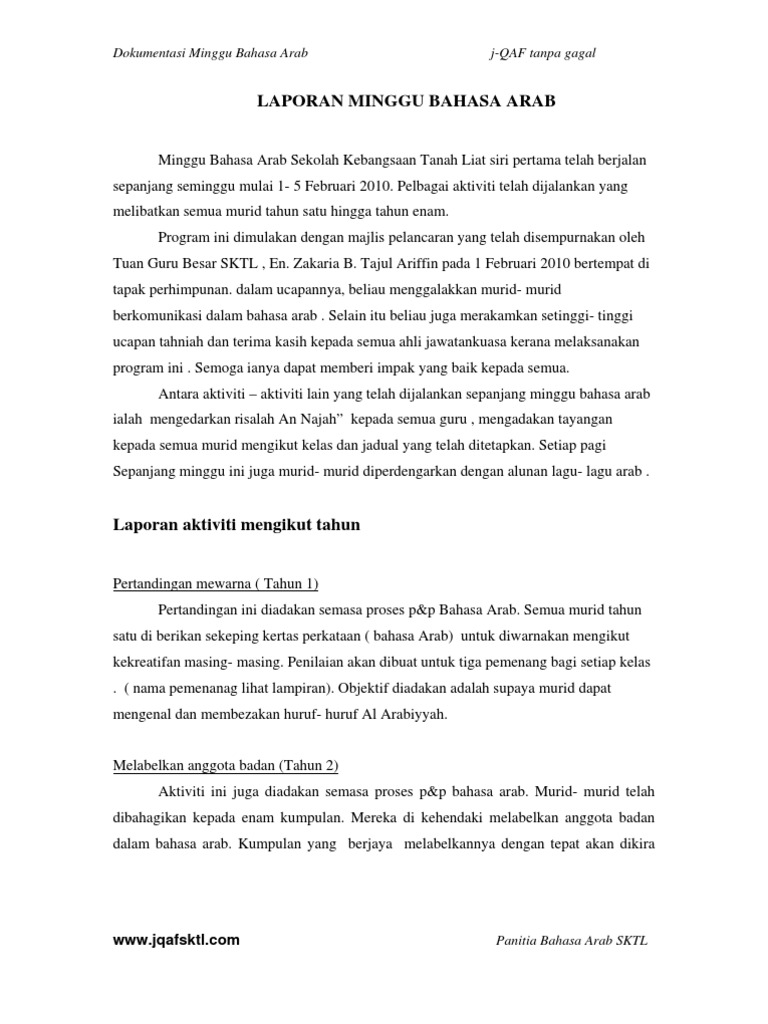 Contoh Dokumentasi Minggu B Arab Pdf