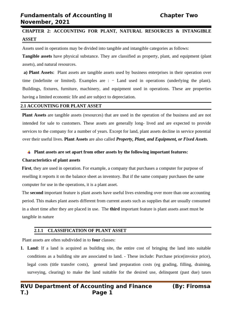 Accounting for Plant Assets Explained | PDF | Depreciation | Book Value