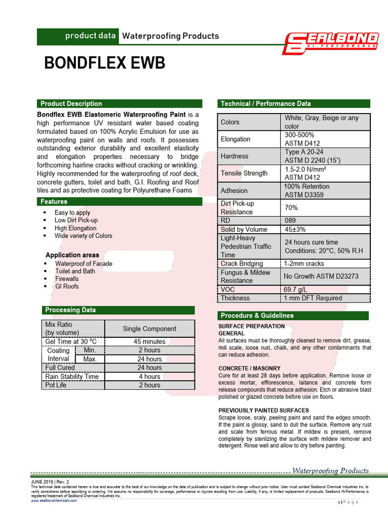 Bondflex Elastomeric Waterproofing Paint | PDF | Concrete | Paint