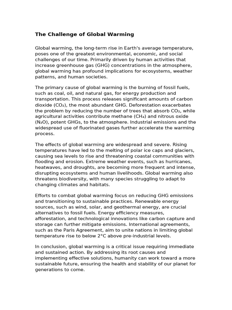 The Challenge of Global Warming | PDF