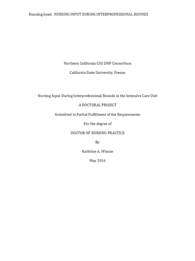 Nursing Input During Interprofessional Rounds in The Intensive CA | PDF