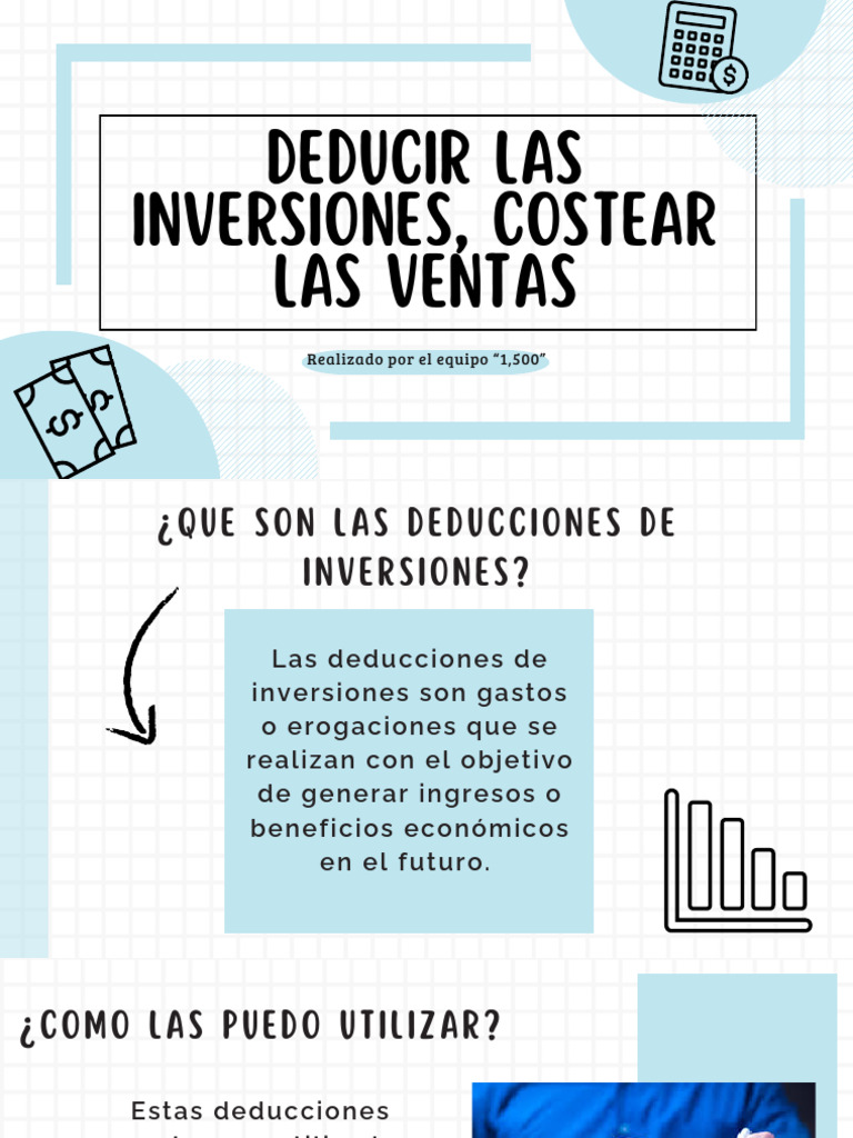 Deducir lAS INVERCCIONES, COSTEAR LAS VENTAS-1 | PDF | Inversiones ...