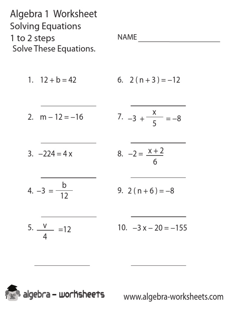 Algebra 1 Solving Equations Worksheet | PDF | Teaching Methods & Materials