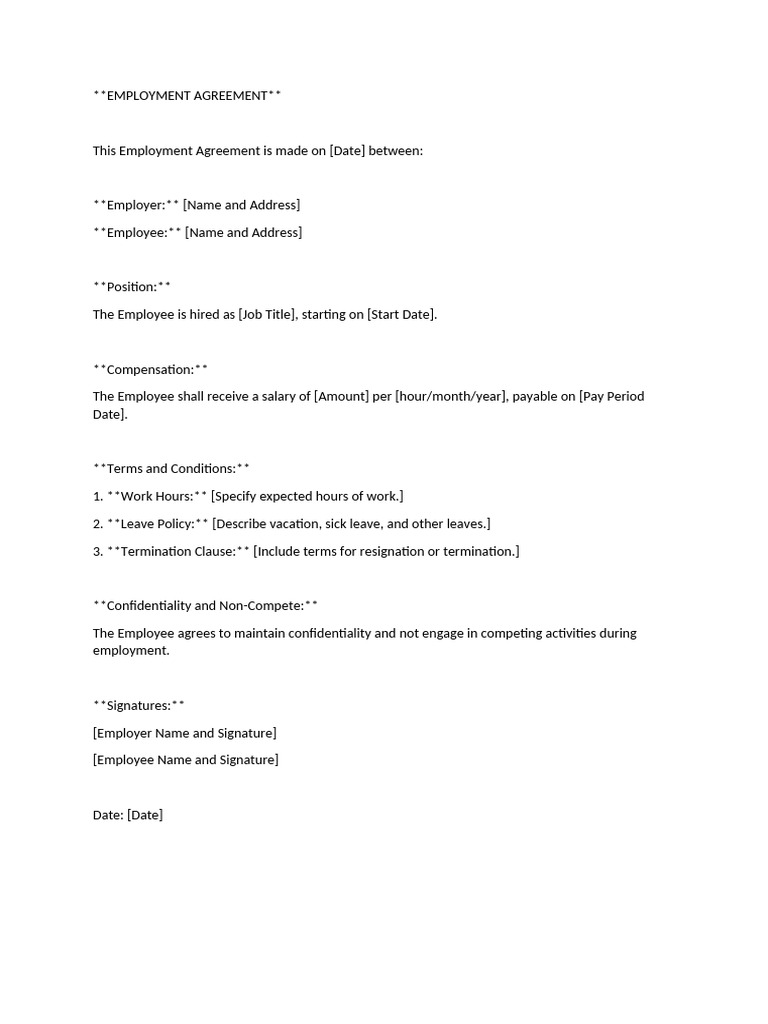 Employment Agreement Template | PDF