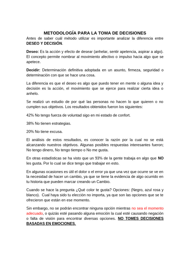 Metodología Efectiva para Decisiones | PDF | Toma de decisiones | Sicología