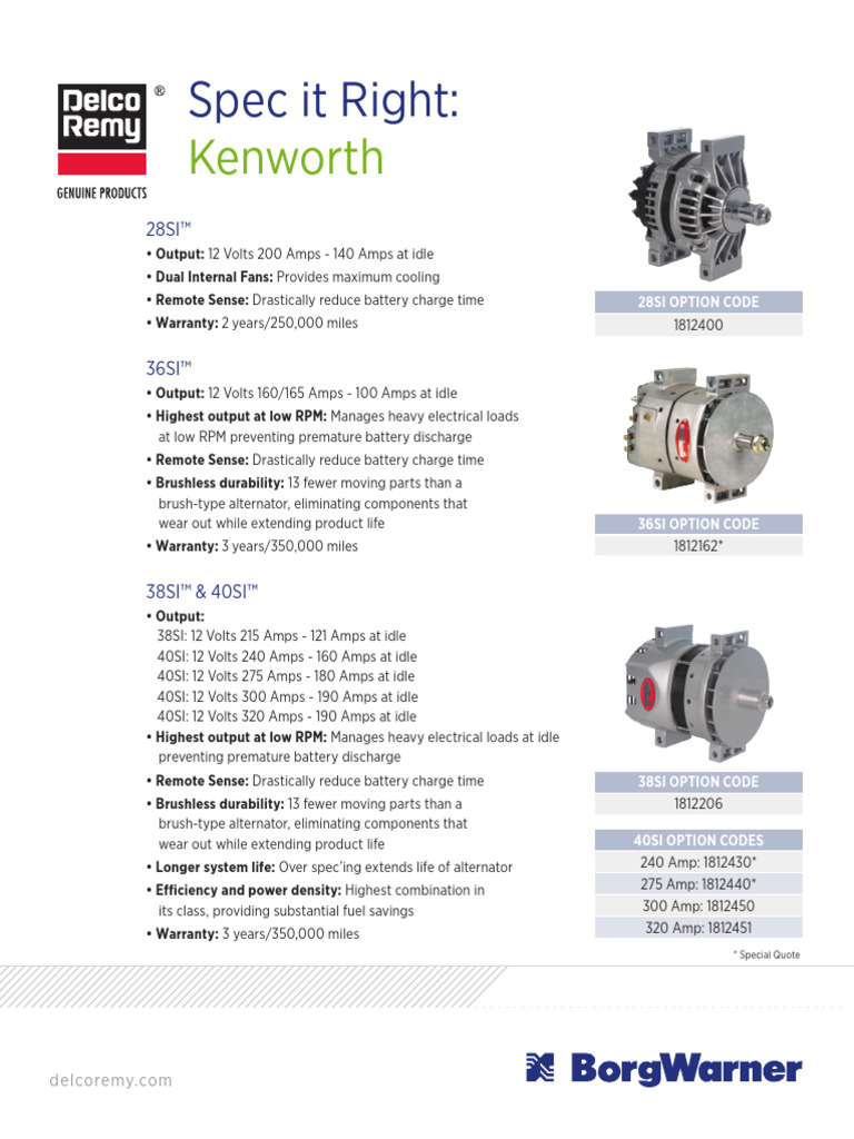 Delco Spec It Right Sheet Kenworth 8 16 | PDF | Gear | Physical Quantities