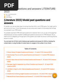 Jamb Past Questions and Answers LITERATURE-2023