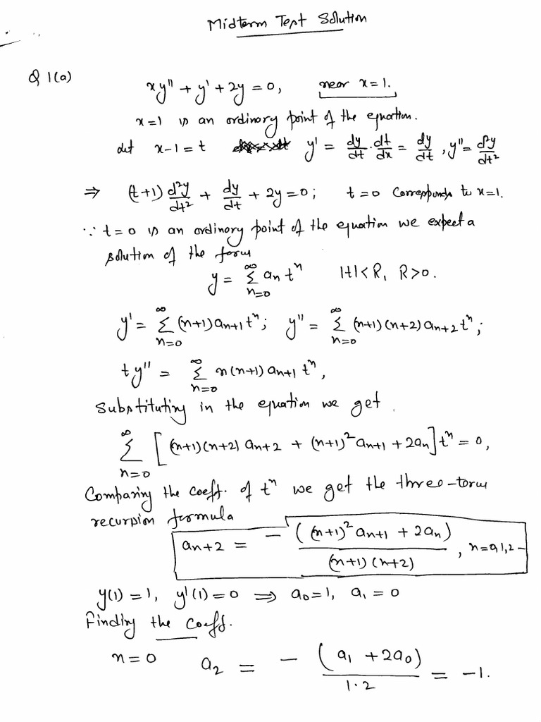 MATH III MId-Term Test Solution | PDF