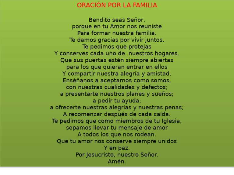 Oración para la Unidad Familiar | PDF | Cocina, comidas y vino