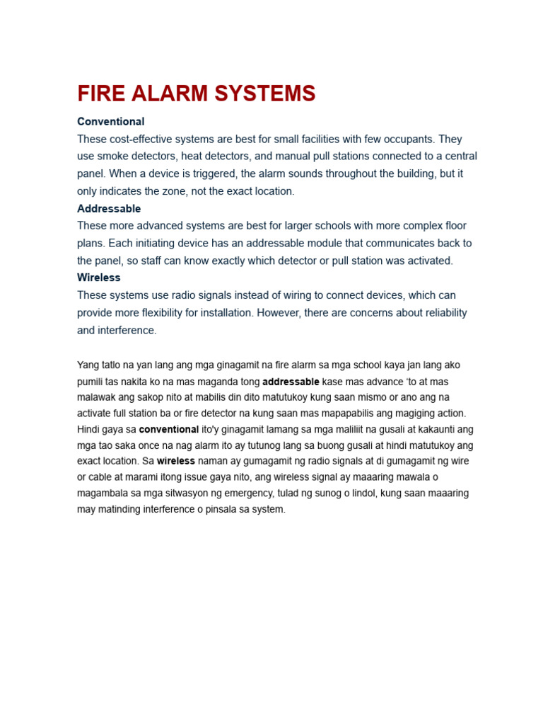 Fire Alarm Systems and Fire Detector | PDF | Manufactured Goods ...