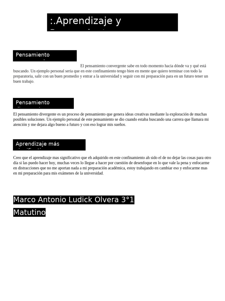 Aprendizaje y Pensamiento | PDF | Crecimiento personal y profesional ...