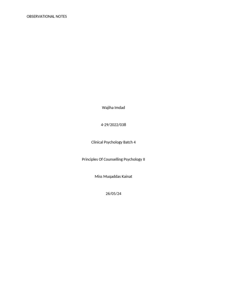observational notes | PDF | Sleep | Mind
