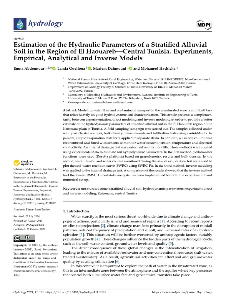 Estimation of The Hydraulic Parameters of A Strati | PDF | Soil | Hydrology