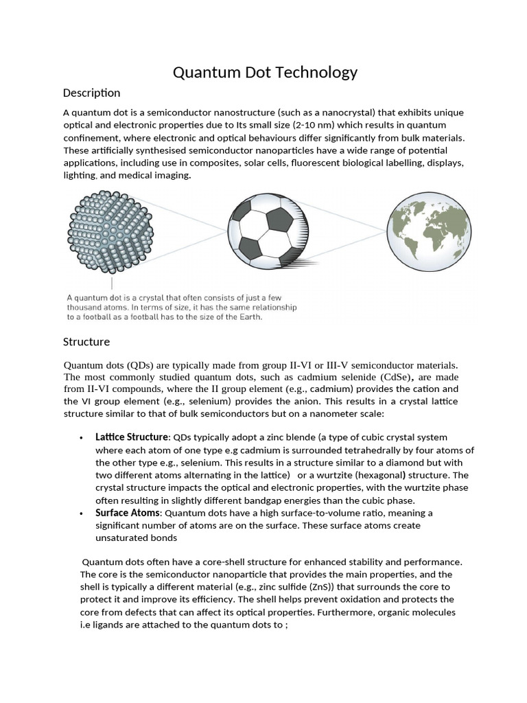 Quantum Dot Technology | PDF | Solar Cell | Band Gap