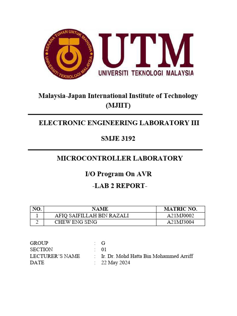 Lab 2 Microcontroller Group G | PDF | Integrated Development ...