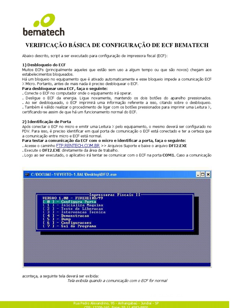 Configuração Básica ECF | PDF | Impressora (informática) | Comunicação