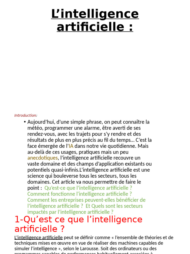 Comprendre l'intelligence artificielle | PDF | Intelligence ...