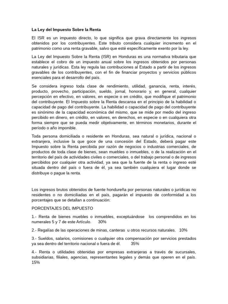 La Ley Del Impuesto Sobre La Renta.. | PDF | Impuestos | Impuesto sobre ...