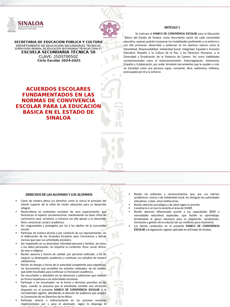 Acuerdo de Convivencia Escolar 2024-2025 | PDF | Escuelas | Acoso ...