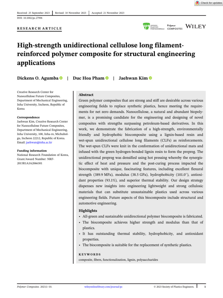 High-Strength Cellulose Biocomposite | PDF | Composite Material ...