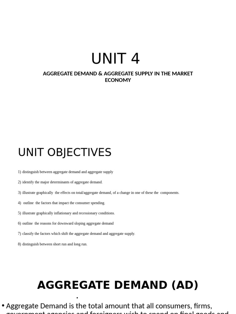 Eco2001 Sept 2024 - Unit 4 | PDF | Aggregate Demand | Supply (Economics)