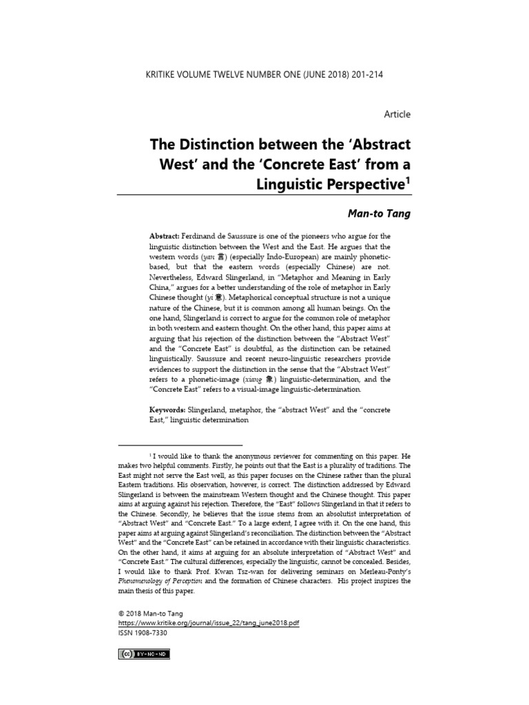 The Distinction Between The Abstract | PDF | Embodied Cognition | Thought
