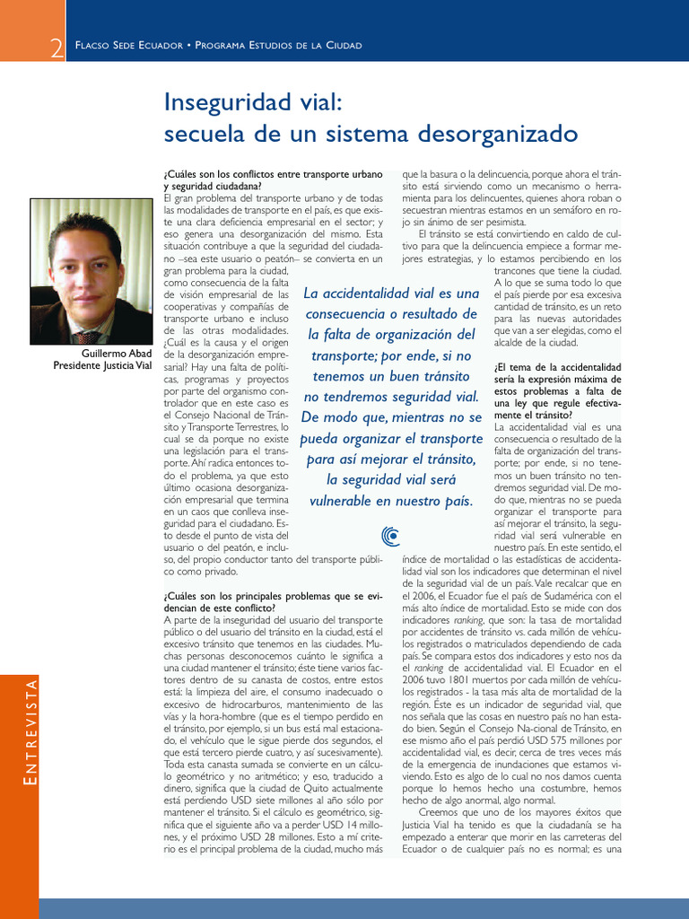 Inseguridad Vial, Securla de Un Sistema Desorganizado | PDF | Accidente ...