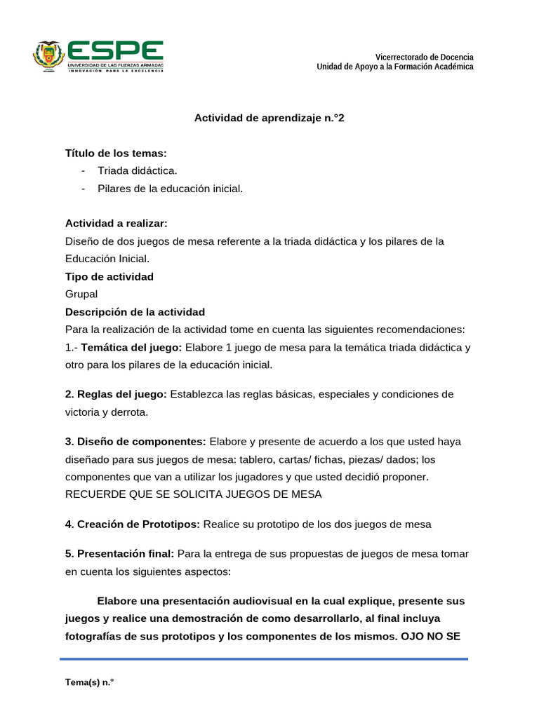 Actividad de Aprendizaje N 2 | PDF | Educación de la primera infancia ...