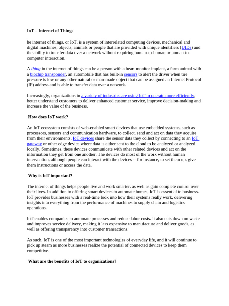 Understanding the Internet of Things (IoT) | PDF | Internet Of Things ...