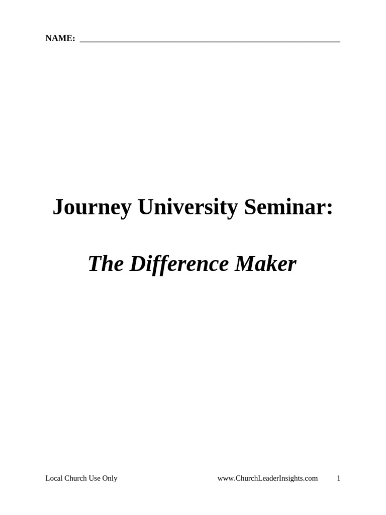 Journey U - NYC - The Difference Maker - Student Notes | PDF | Jesus ...
