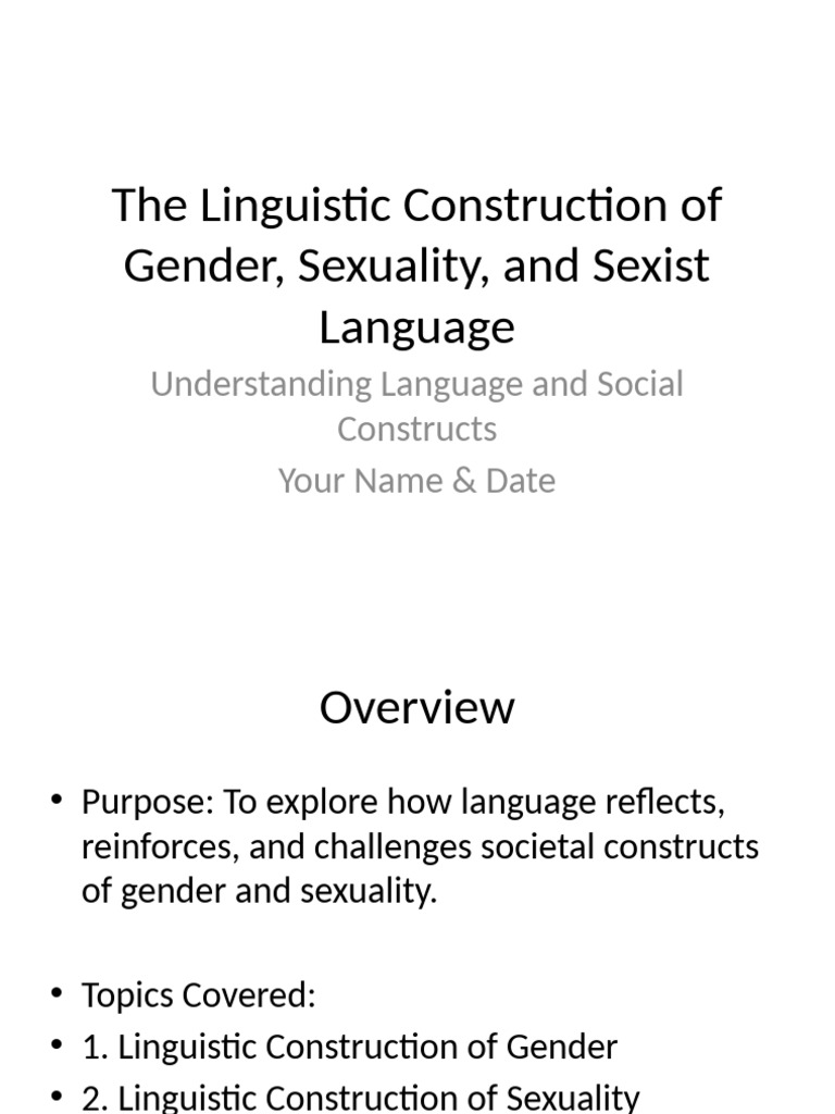 Linguistic Construction of Gender Sexuality Sexist Language | PDF ...