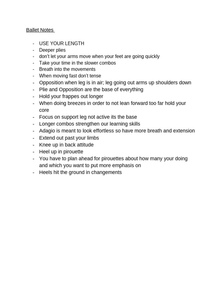 Ballet Notes | PDF | Self-Improvement