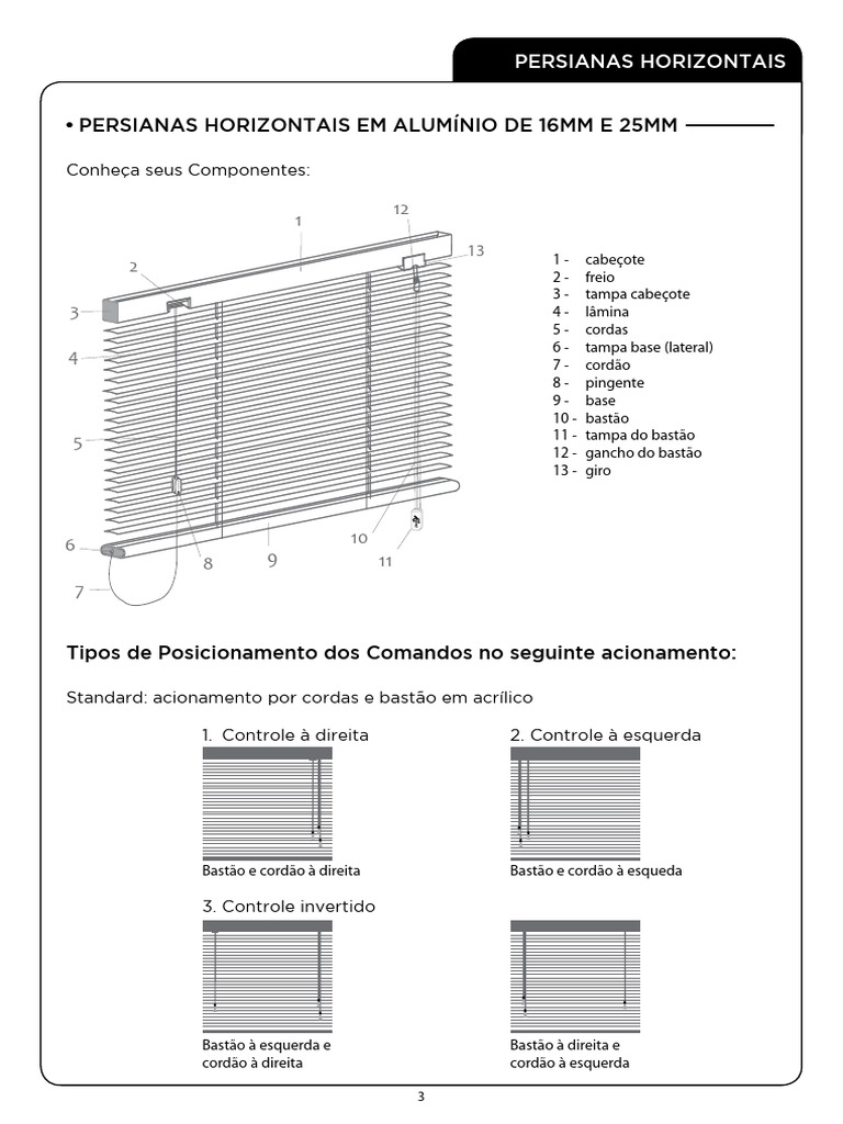 Componentes e Manuseio de Persianas Horizontais | PDF