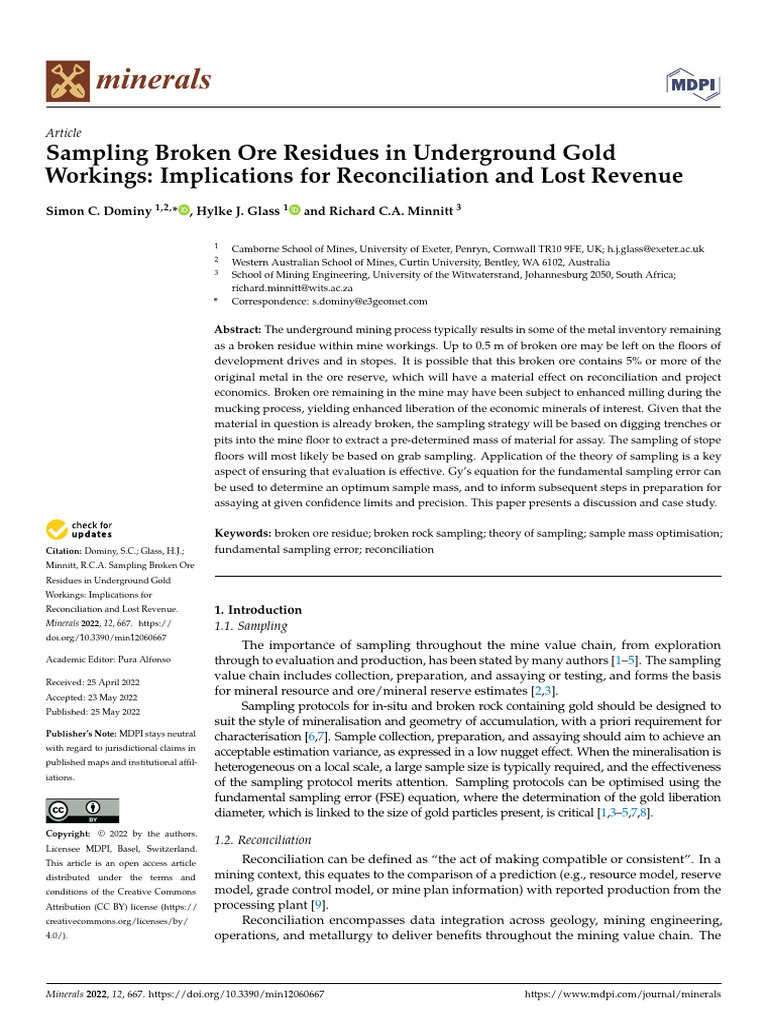 Sampling broken ore residues in underground gold workings implications