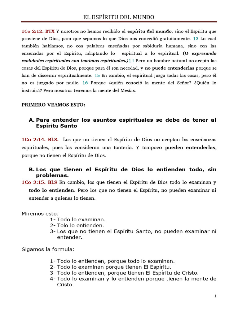 El Espiritu Del Mundo | PDF | Cristo (título) | espíritu Santo