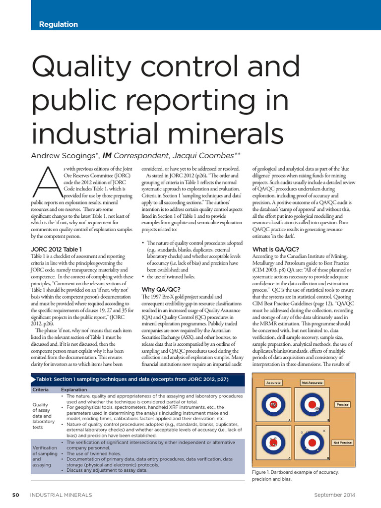 QA/QC in Mineral Exploration Reporting | PDF | Accuracy And Precision ...