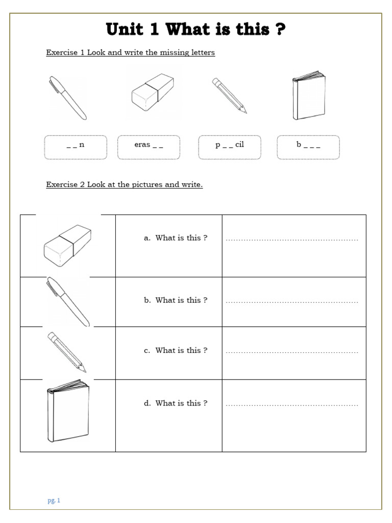 Unit 1 1 Pdf Stationery Writing Implements