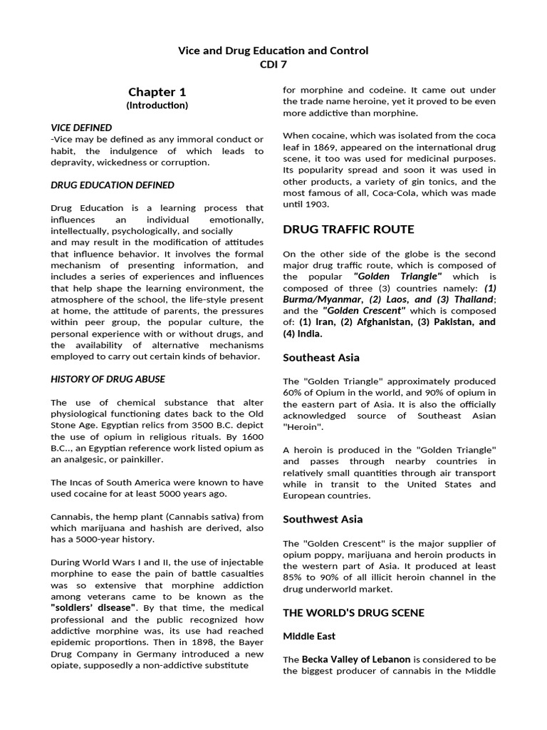 Vice and Drug Education and Control - Docx Chapter 1 4 | PDF | Drugs ...