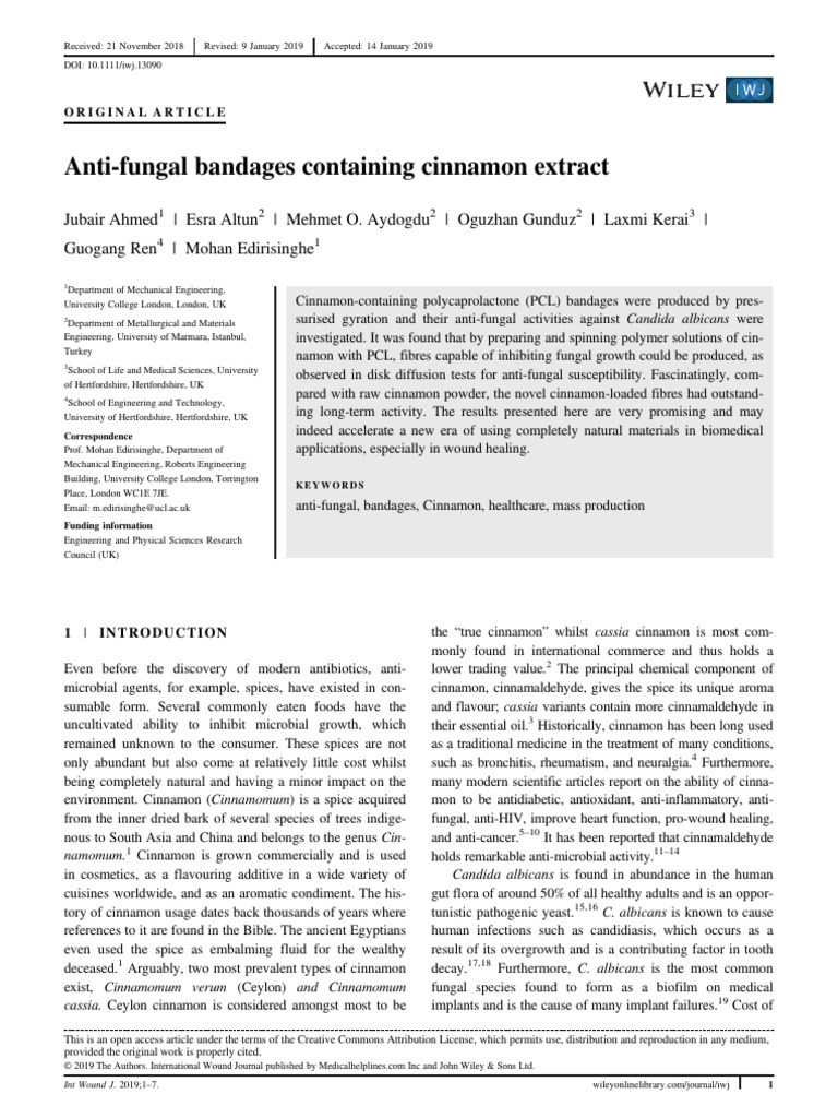 Anti fungal bandages containing cinnamon extract pdf cinnamon
